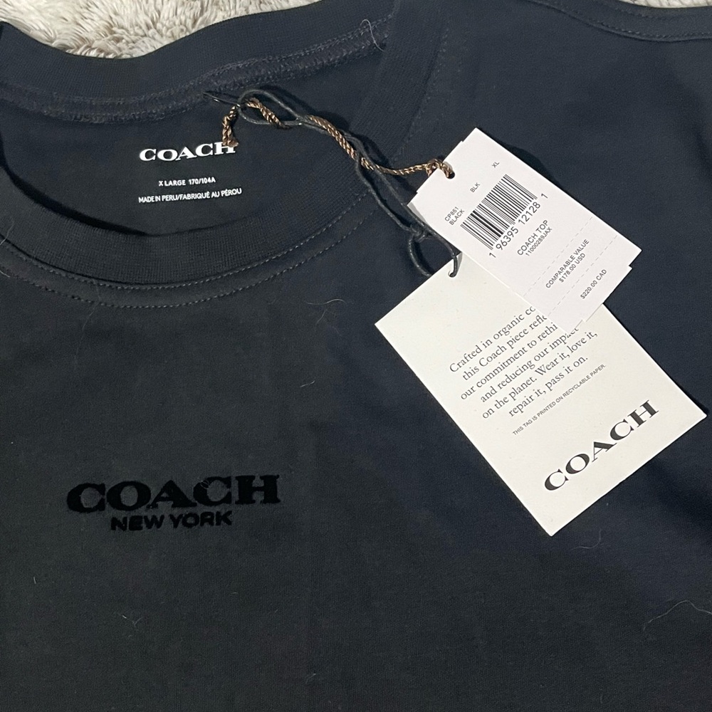 Coach Black Short Sleeve Tee Classic Crew Neck